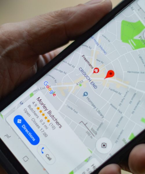Local SEO on a mobile phone showing google maps